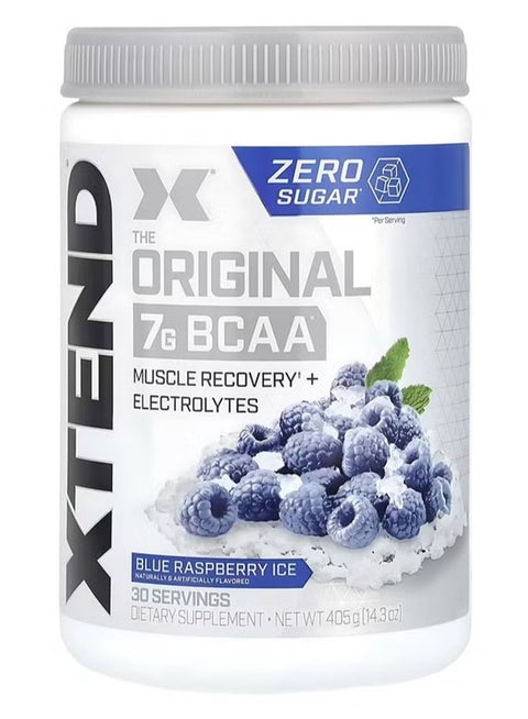 XTEND Original BCAA Powder Blue Raspberry Ice - Sugar Free Post Workout Muscle Recovery Drink with Amino Acids - 7g BCAAs for Men & Women - 30 Servings