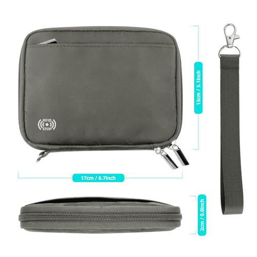WALNEW Passport Holder Family for 4, RFID Blocking Travel Wallet Women Men, Lightweight Zipper Document Organizer Pouch Bag Credit Cards Case Cover for Travelling, Gray - Image 2