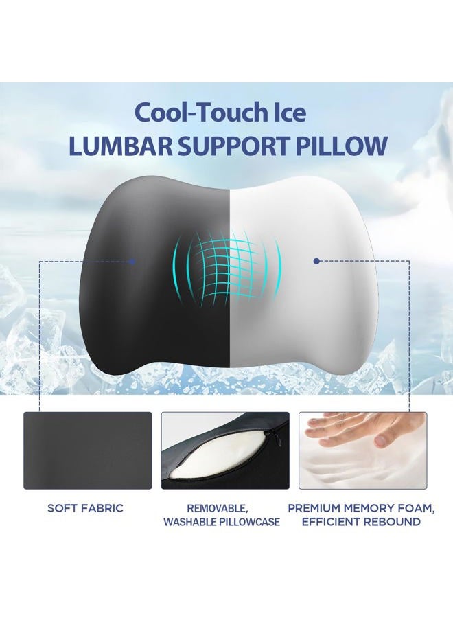 BYMECOST Lumbar Support Pillow for Office Chair, Cooling Car Lumbar Pillow Lower Back Pain Relief,Memory Foam Back Cushion with Adjustable Straps,Ergonomic Chair Back Pillow for Gaming Chair,Car(Gray Cooling) - Image 4