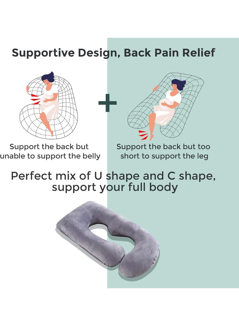 JFYP Pregnancy Pillows for Sleeping, G Shaped Full Body Maternity Pillow with Removable Cover - Support for Back, Legs, Belly, HIPS for Pregnant Women, 71 Inch Pregnancy Pillow for Women, Grey - Image 3