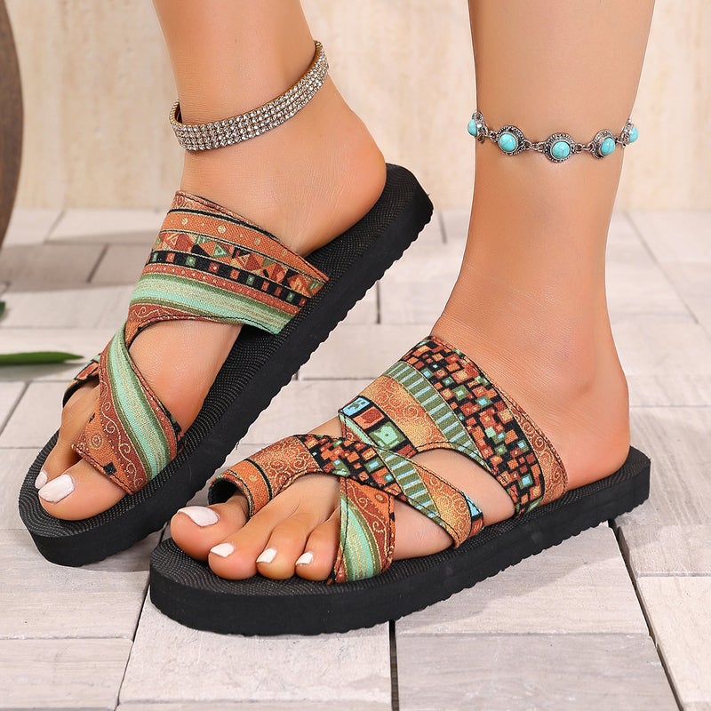 2025 Summer Slip-On Flat Sandals, Lightweight And Comfortable Roman Flat Peep-Toe Beach Sandals - Image 5