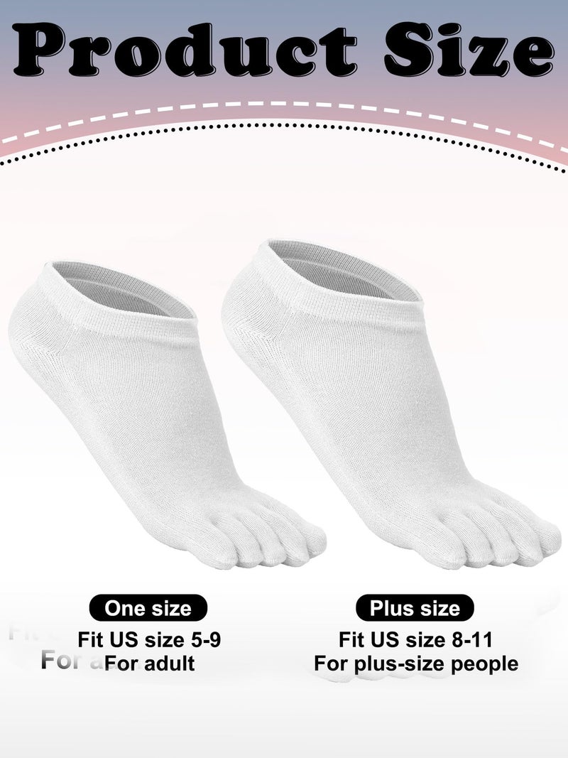 Bencailor 6/12/32Pairs Women Toe Socks Five Toe Cotton Socks Ankle Sock with Toes Separated for Women Men Athletic Running(6 Pairs,White,8-11) - Image 3
