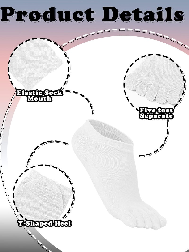 Bencailor 6/12/32Pairs Women Toe Socks Five Toe Cotton Socks Ankle Sock with Toes Separated for Women Men Athletic Running(6 Pairs,White,8-11) - Image 5