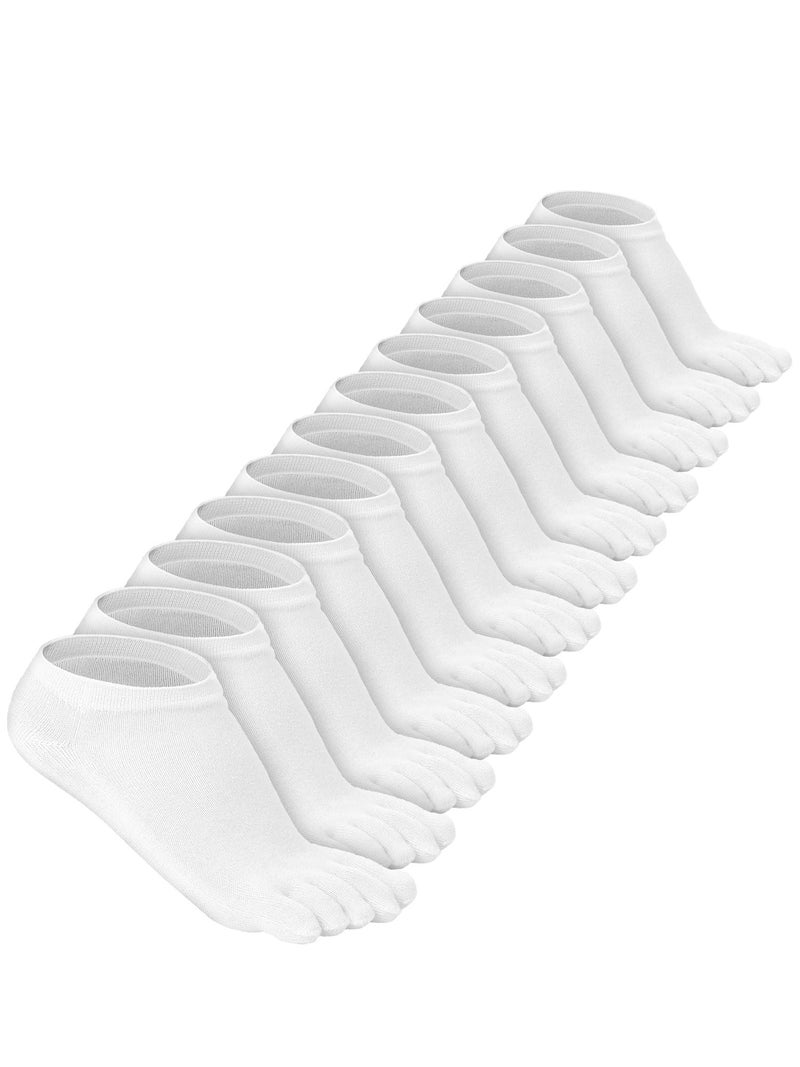 Bencailor 6/12/32Pairs Women Toe Socks Five Toe Cotton Socks Ankle Sock with Toes Separated for Women Men Athletic Running(6 Pairs,White,8-11) - Image 1