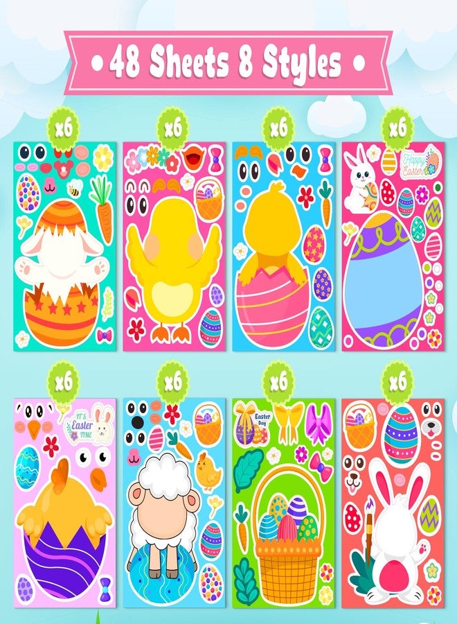 ماكس فن مجموعة ماكس فن من 48 ورقة ملصقات عيد الفصح للأطفال، ملصقات عطلات لطيفة ومضحكة، أنشطة يدوية، هدايا حفلات، هدايا ألعاب للأولاد والبنات - Image 3