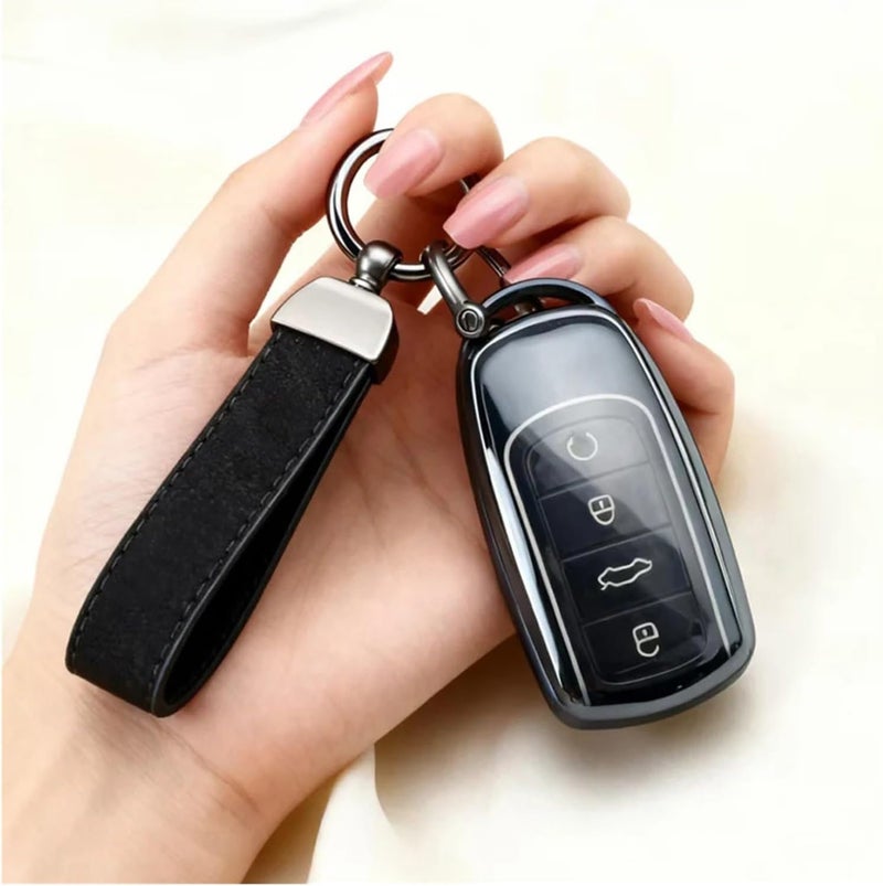 Transparent Car Key Case Cover for Omoda C5, 5 Fx, 7, 8 PLUS, 8 Pro, 7 Pro, Arrizo 5 PLUS (2021-2023) - Accessories(Transparent Black S1) - Image 3
