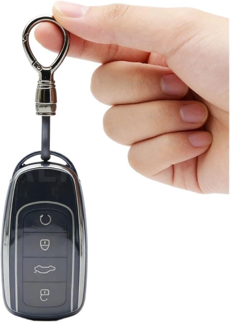 Transparent Car Key Case Cover for Omoda C5, 5 Fx, 7, 8 PLUS, 8 Pro, 7 Pro, Arrizo 5 PLUS (2021-2023) - Accessories(Transparent Black S1) - Image 1