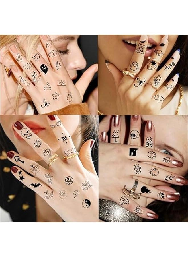 Arabest - 28 Sheets 504 PCS Tiny Temporary Tattoos For Women Men Finger Hands Bohemia Stickers Kids Boys Girls Cute Black Long Lasting Vintage Neck Cholo - Image 1
