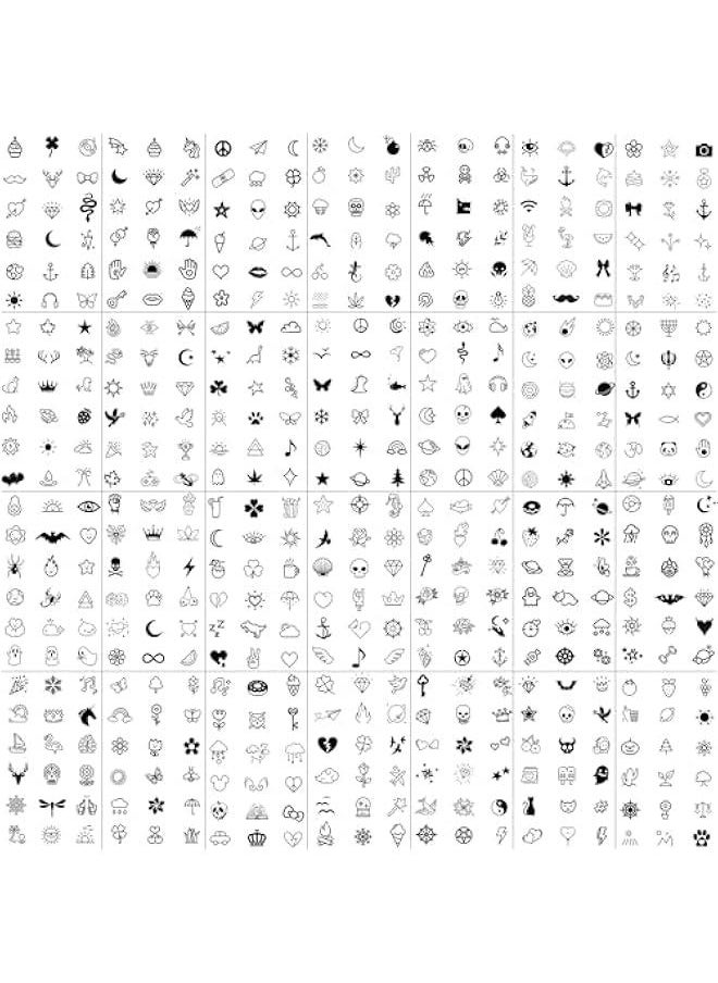 Arabest - 28 Sheets 504 PCS Tiny Temporary Tattoos For Women Men Finger Hands Bohemia Stickers Kids Boys Girls Cute Black Long Lasting Vintage Neck Cholo - Image 1