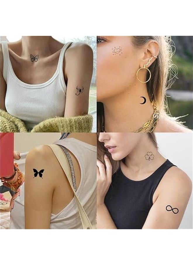 Arabest - 28 Sheets 504 PCS Tiny Temporary Tattoos For Women Men Finger Hands Bohemia Stickers Kids Boys Girls Cute Black Long Lasting Vintage Neck Cholo - Image 1