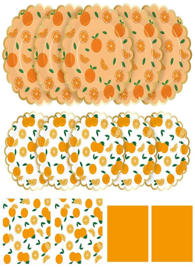 Funnymoom 200 Pcs Orange Citrus Party Supplies Kit Little Cutie Disposable Paper Dinner Dessert Plates Luncheon Napkins Beverage Napkins for Summer Fruit Birthday Baby Shower Wedding Party 50 Guests - Image 1