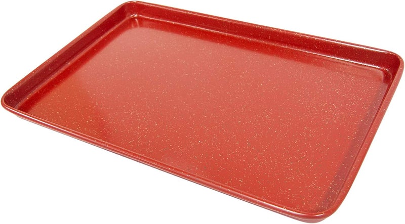 casaWare 15 x 10 x 1-Inch Ultimate Series Commercial Weight Ceramic Non-Stick Coating Cookie/Jelly Roll Pan (Red Granite) - Image 2