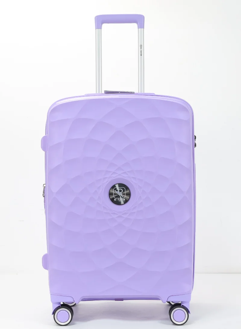 Reflection Paris 28 Inch Lilac Suitcase Luggage Trolley Bag  with Durable and Lightweight PP Hardshell 3 Level Telescopic Handle 4 Quiet 360° Wheels and TSA Lock