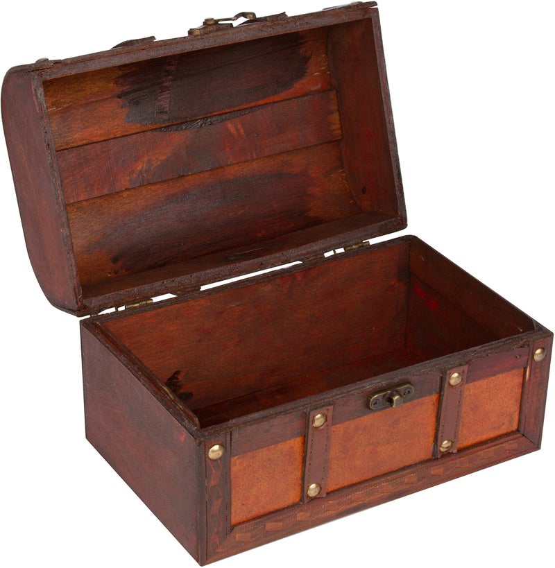 Trademark Innovations Small Wood and Leather Decorative Chest - Image 2