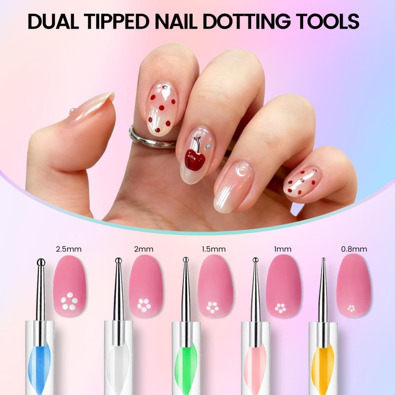 Rosiour Nail Art Brushes Set: Nail Art Tools with 15Pcs Nail Design Brushes, 5Pcs Dotting Tools, 5Pcs Silicone & Sculpting Brushes, Resin Palette, Brush Holder, Nail File for Painting Nails - Image 3