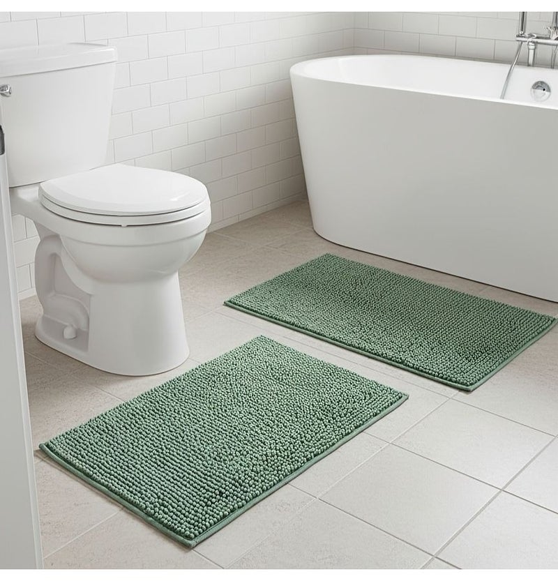 Brown 24x36 Inch Chenille Quick Drying Non Slip Absorbent Bathroom Mat For Toilet Entrance - Image 2
