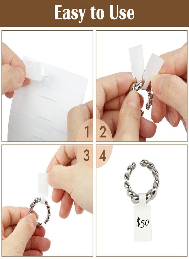 Opvixi 1000 Pcs Self Adhesive Jewelry Tags, Self Adhesive Jewelry Price Tags, Blank Rectangle Ring Tag for Necklace and Earrings, Bracelet for Price Identification - Image 5