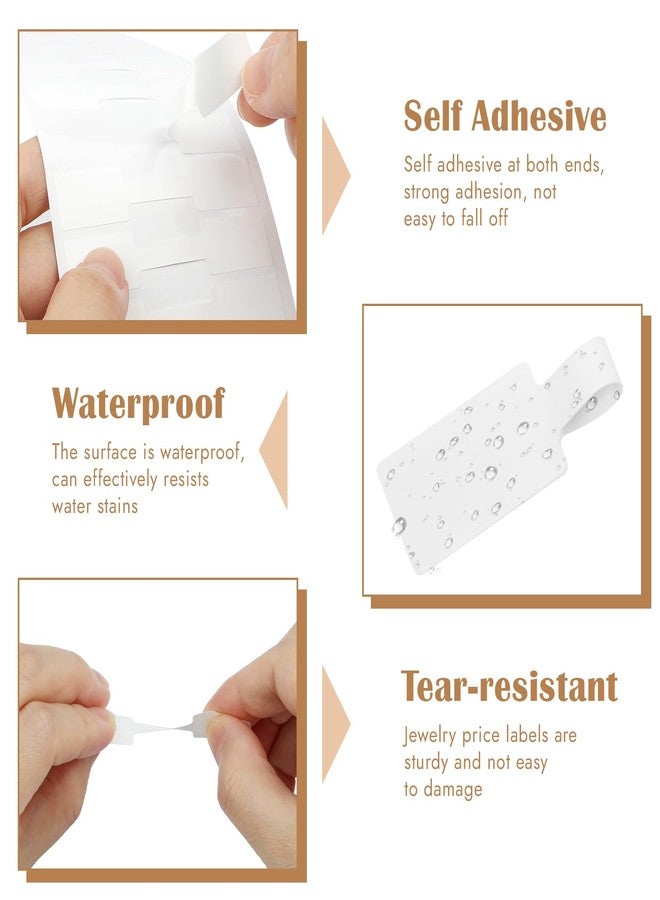 Opvixi 1000 Pcs Self Adhesive Jewelry Tags, Self Adhesive Jewelry Price Tags, Blank Rectangle Ring Tag for Necklace and Earrings, Bracelet for Price Identification - Image 3