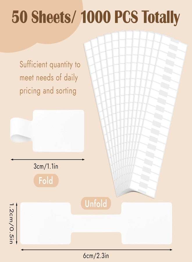 Opvixi 1000 Pcs Self Adhesive Jewelry Tags, Self Adhesive Jewelry Price Tags, Blank Rectangle Ring Tag for Necklace and Earrings, Bracelet for Price Identification - Image 2