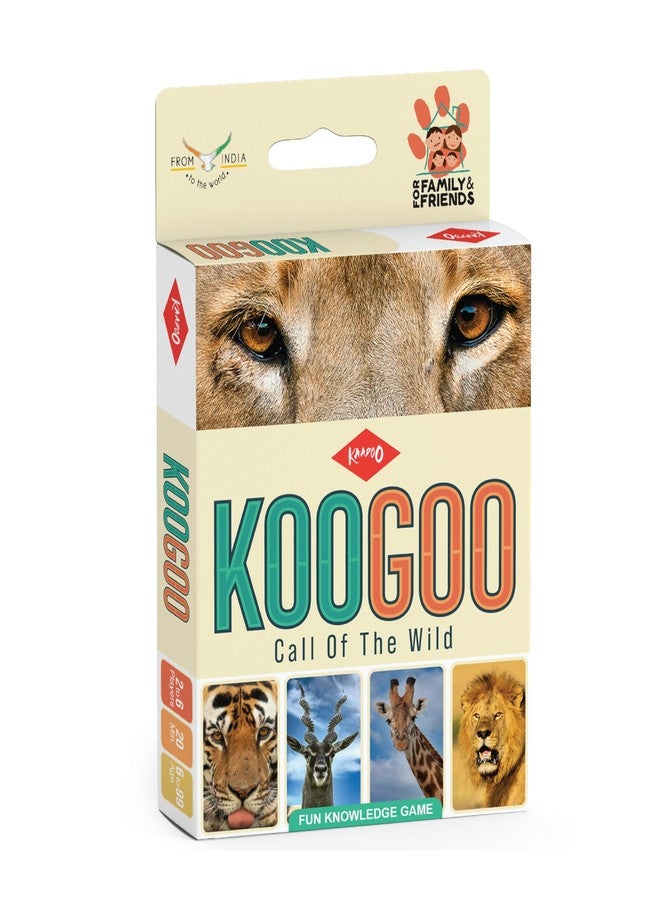 كادو لعبة بطاقات تعليمية KAADOO KOOGOO - تعرّف على السلسلة الغذائية للحيوانات البرية الهندية والأفريقية - لعبة هدية للأطفال من عمر 6 سنوات فما فوق، والمراهقين، والبالغين، والعائلات - صنع في الهند - لعبة مسلية، ومناسبة للسفر والحفلات (من 2 إلى 6 لاعبين) - Image 1