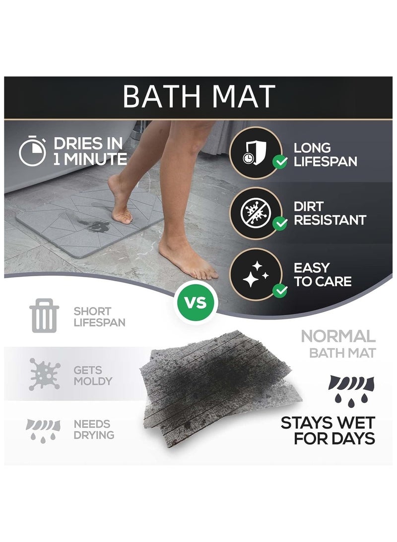 Soofam Bath Stone Mats Diatomaceous Earth Bath Mat Fast Water Drying Super Absorbent Diatomite Mat with Non-Slip for Bathroom,Kitchen Absorbent Pad,Both Sides Available,15.35x23.62inch,Geometry - Image 3