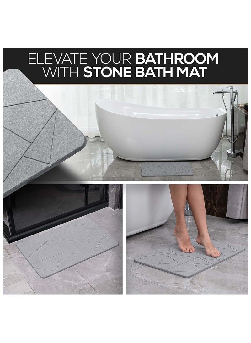 Soofam Bath Stone Mats Diatomaceous Earth Bath Mat Fast Water Drying Super Absorbent Diatomite Mat with Non-Slip for Bathroom,Kitchen Absorbent Pad,Both Sides Available,15.35x23.62inch,Geometry - Image 4