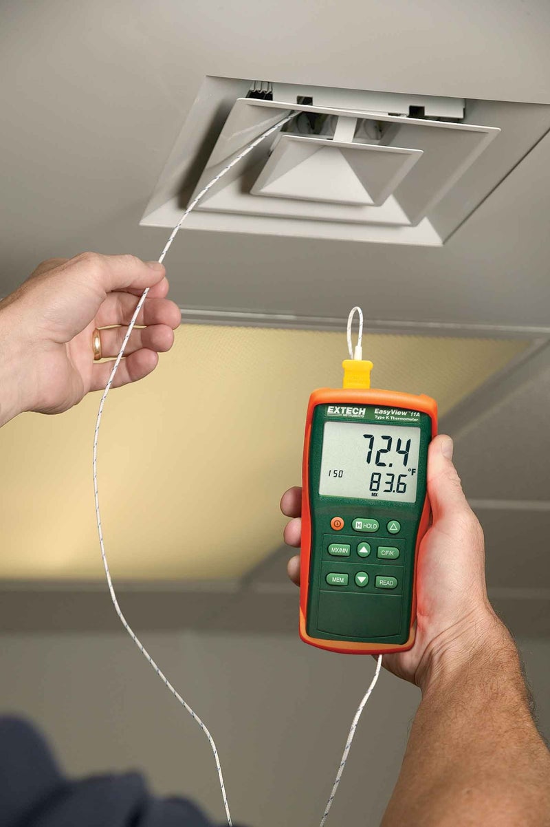 Extech EA11A EasyView Dual Input Digital Thermometer, Type K Thermocouple, -200 to 1999°F/-200 to 1360°C, Max/Min/Hold, Large Backlit LCD, Compact Handheld Design - Image 2