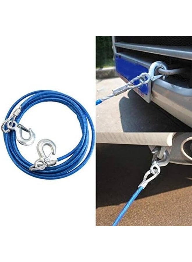 حبل سحب سيارات فولاذي قوي – 4 أمتار مع خطاف متين – حبل سحب للطوارئ يتحمل حتى 7 طن - Image 2