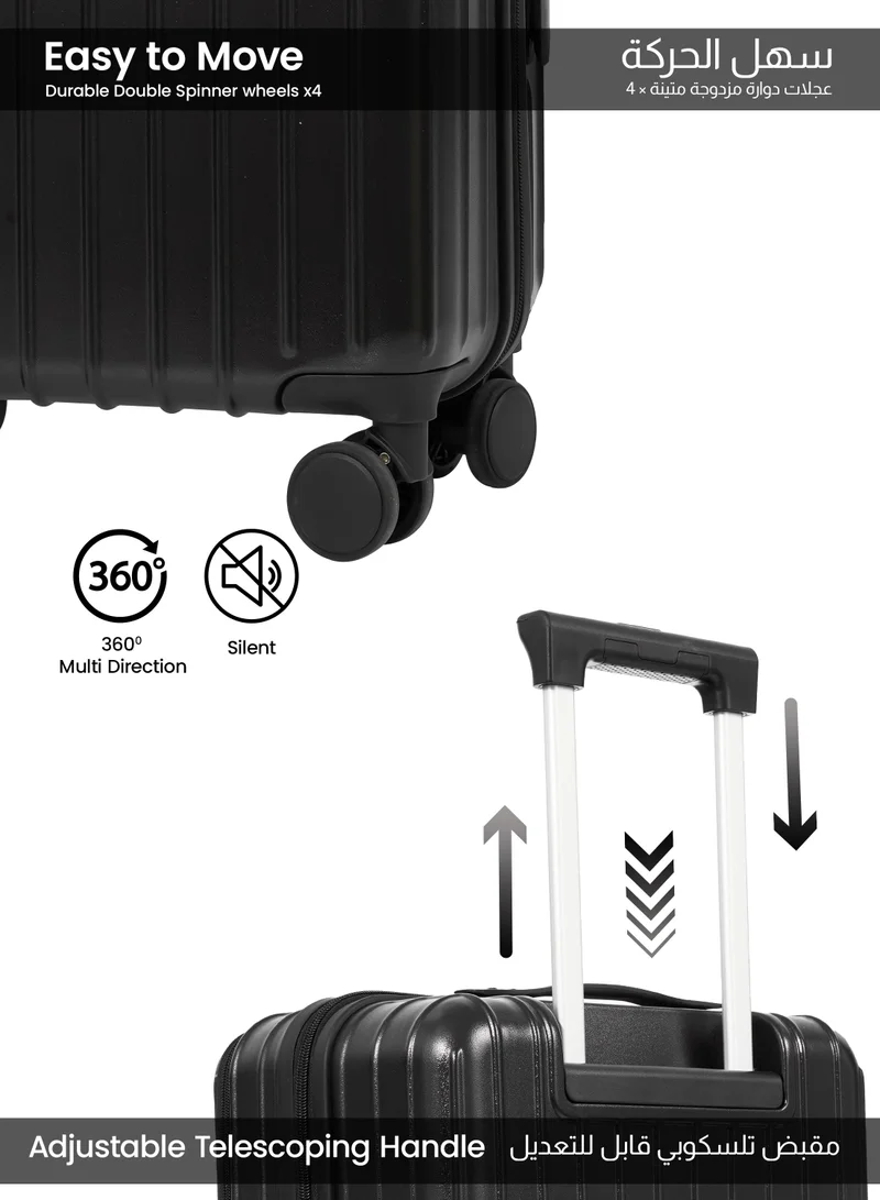 Parajohn BLACK Para John Verdex 22-Inch PC Hard-Side Trolley Luggage with 8 Spinner Wheels, Easy-Access Front Pouch, Handbag Hook, Bottle & Mobile Holder, 45L, Green  | Best Price UAE