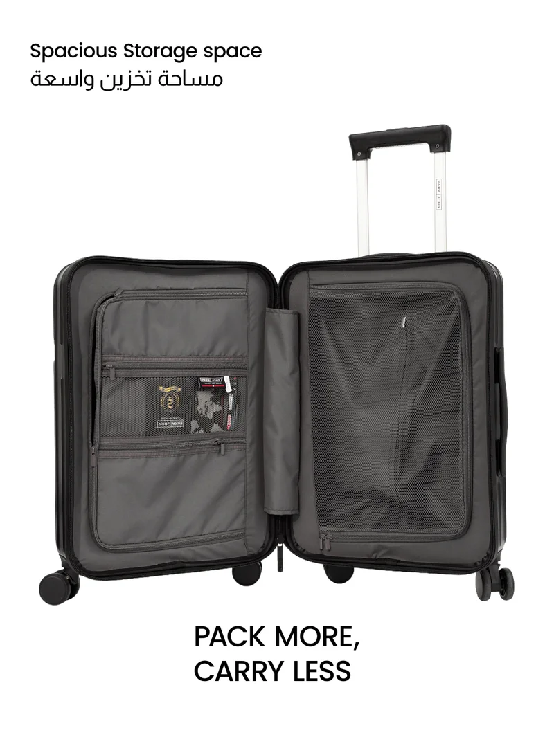 Parajohn BLACK Para John Verdex 22-Inch PC Hard-Side Trolley Luggage with 8 Spinner Wheels, Easy-Access Front Pouch, Handbag Hook, Bottle & Mobile Holder, 45L, Green  | Best Price UAE