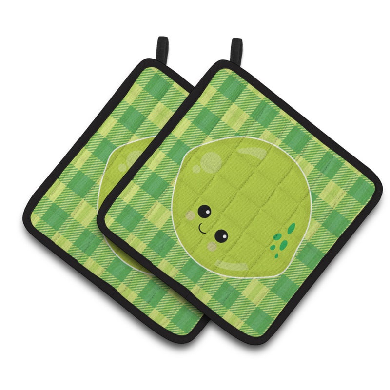 Caroline's Treasures ""Caroline's Treasures BB6988PTHD Lime Face Pair of Pot Holders  7.5 x 7.5""""  Multicolor"" 