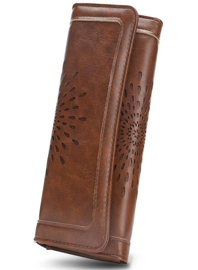 APHISON Ladies Soft PU Leather Long Wallet Trifold Clutch Purse Credit Card Holder Case for Women With Gift Box 2214 (COFFEE) - Image 1