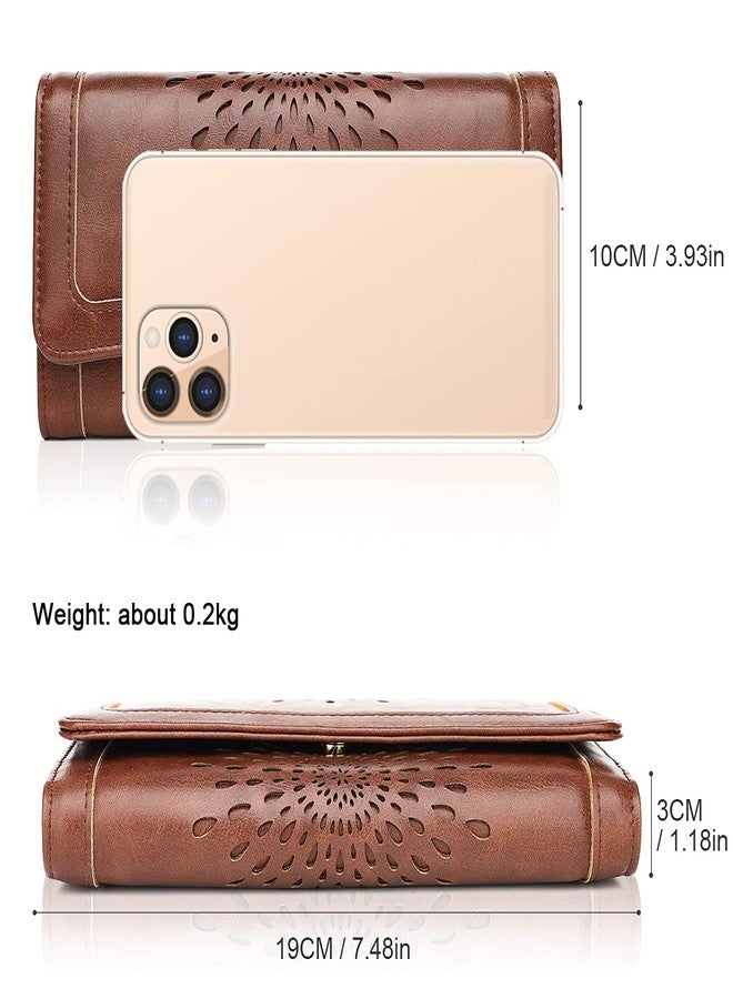 APHISON Ladies Soft PU Leather Long Wallet Trifold Clutch Purse Credit Card Holder Case for Women With Gift Box 2214 (COFFEE) - Image 4