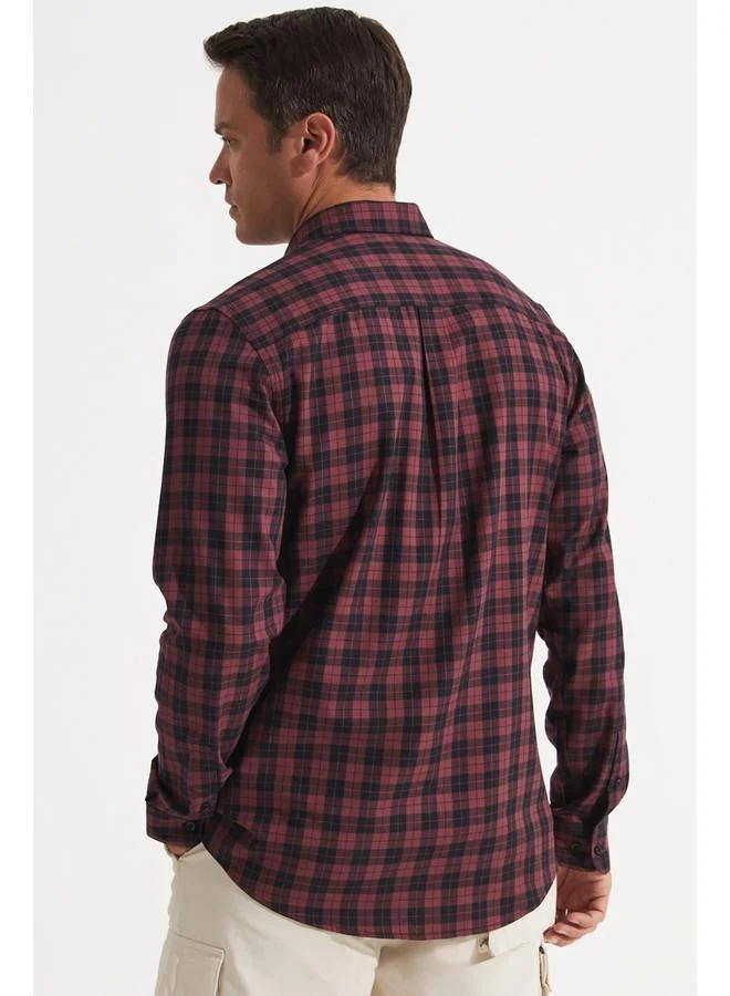 JUNE June Exclusive Men Regular Fit Long Sleeve Checked Shirt Rose - Black