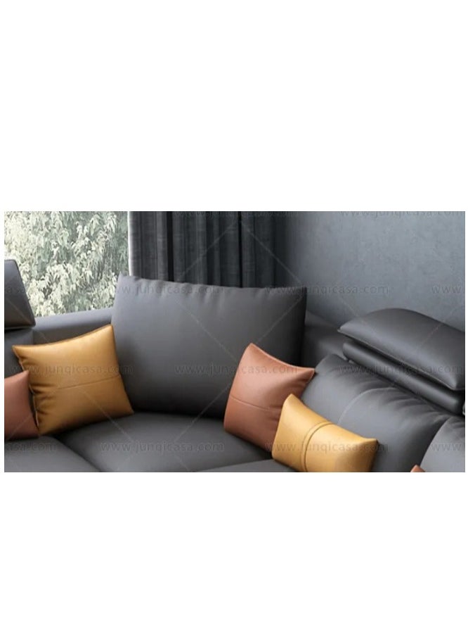 Ripple FURNITURE Modern Couch U Shaped Faux Leather Living Room Furniture Chaise Lounge Sectional 7 Seater Sofa Black 390X93X98  - Image 2
