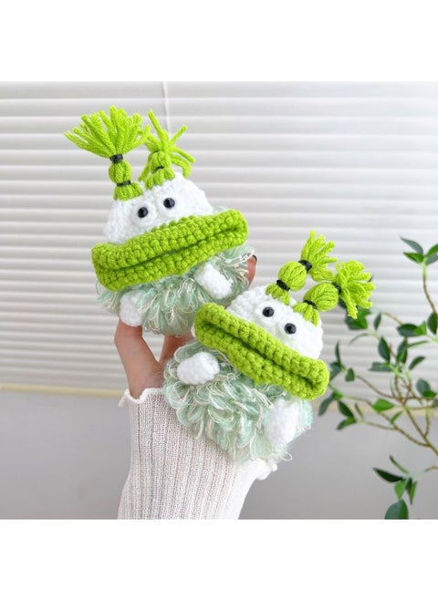 Airpods 4 Headphone Protective Case Cartoon Plush Doll For Apple1/2/3 Gen Pro Wireless Bluetooth Soft-Color:Plush Soft Shell-Matcha Green Mouth-Model:Airpods 4 (protective Case)