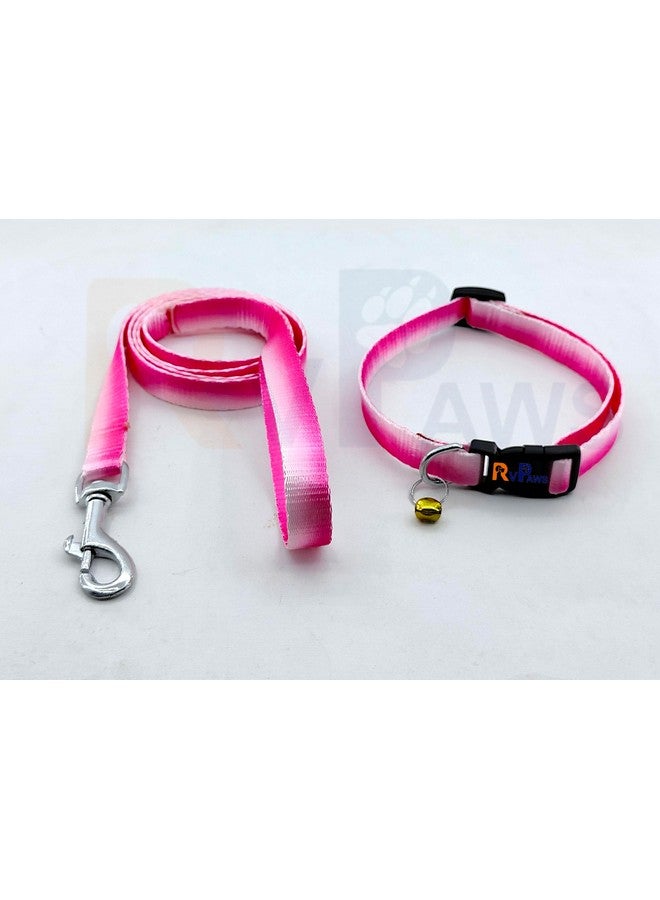 طوق نايلون للحيوانات الأليفة مع مقود وإبزيم سريع الفك قابل للتعديل، مجموعة طوق قابلة للتنفس مثالية للعب والمشي في الهواء الطلق للجراء والقطط (وردي) - Image 1