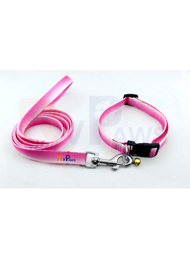 طوق نايلون للحيوانات الأليفة مع مقود وإبزيم سريع الفك قابل للتعديل، مجموعة طوق قابلة للتنفس مثالية للعب والمشي في الهواء الطلق للجراء والقطط (وردي) - Image 5