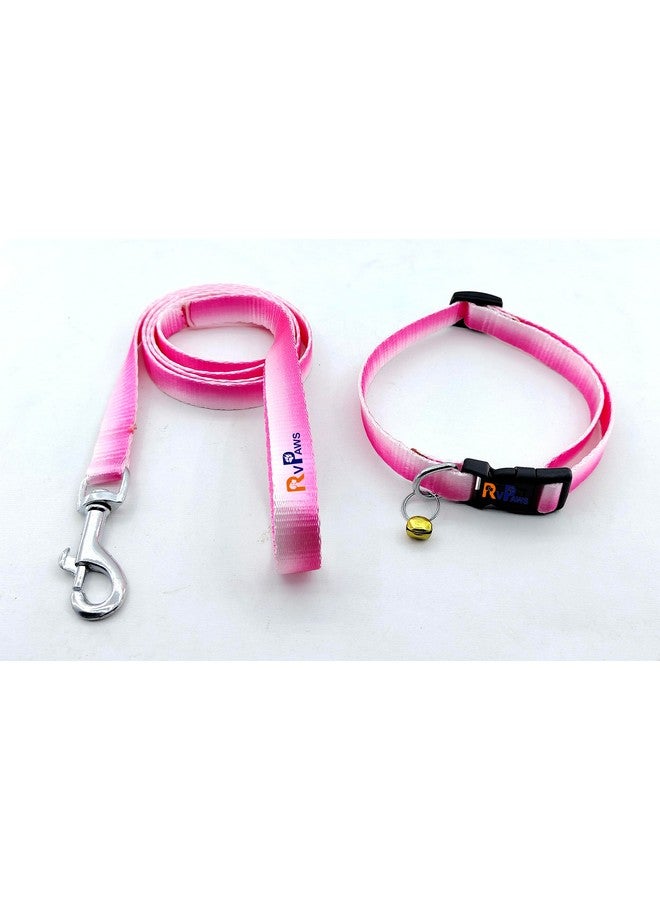 طوق نايلون للحيوانات الأليفة مع مقود وإبزيم سريع الفك قابل للتعديل، مجموعة طوق قابلة للتنفس مثالية للعب والمشي في الهواء الطلق للجراء والقطط (وردي) - Image 4