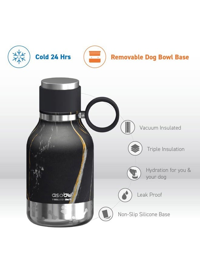 Asobu Dog Bowl Attached to Stainless Steel Insulated Travel Bottle for Human 37oz/1.1 Liter with Detachable Dog Bowl (Midnight Marble)… - Image 3