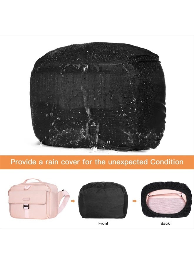 Mosiso Camera Shoulder Bag Case Crossbody Sling Purse, DSLR/SLR/Mirrorless Compact Padded Photography Handbag with Rain Cover Compatible with Canon/Nikon/Sony Cameras and Lenses, Pink  - Image 5