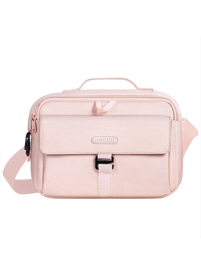 Mosiso Camera Shoulder Bag Case Crossbody Sling Purse, DSLR/SLR/Mirrorless Compact Padded Photography Handbag with Rain Cover Compatible with Canon/Nikon/Sony Cameras and Lenses, Pink  - Image 1