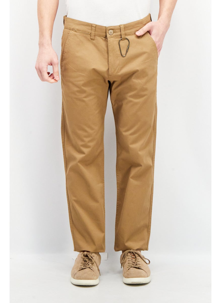 ESPRIT - Men Straight Fit Solid Chino Pants, Brown - Image 1