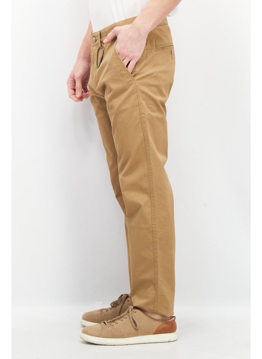 ESPRIT - Men Straight Fit Solid Chino Pants, Brown - Image 1