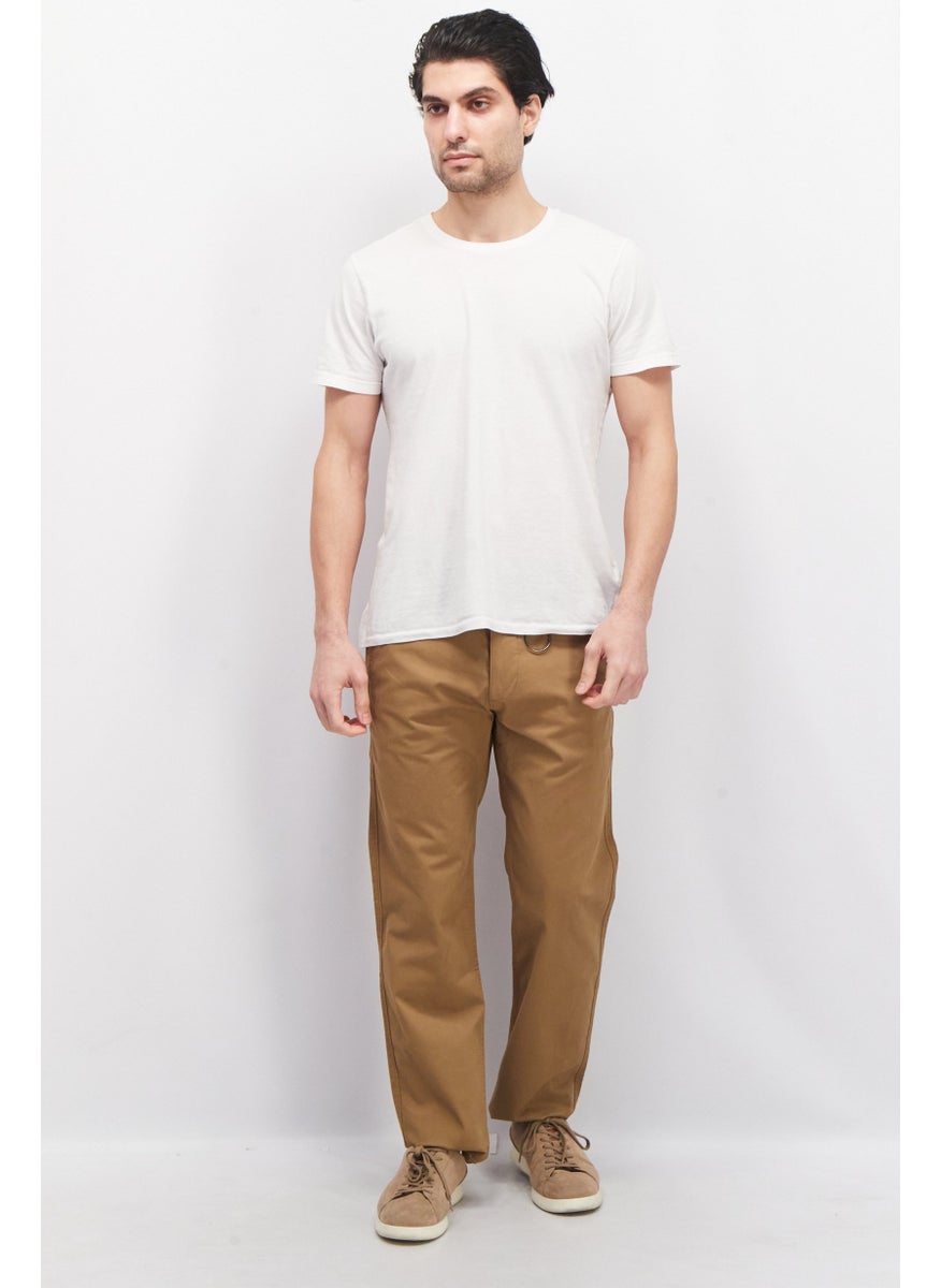 ESPRIT - Men Straight Fit Solid Chino Pants, Brown - Image 1