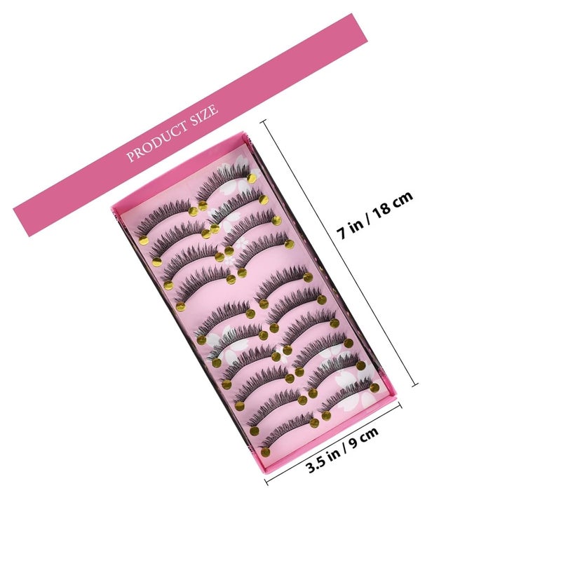 10 Pairs Natural Dense False Eyelashes Artificial Fiber Extended Lashes for Ladies Women, Lightweight Faux Lashes Suitable for Daily Wear and Special Occasions - Image 2