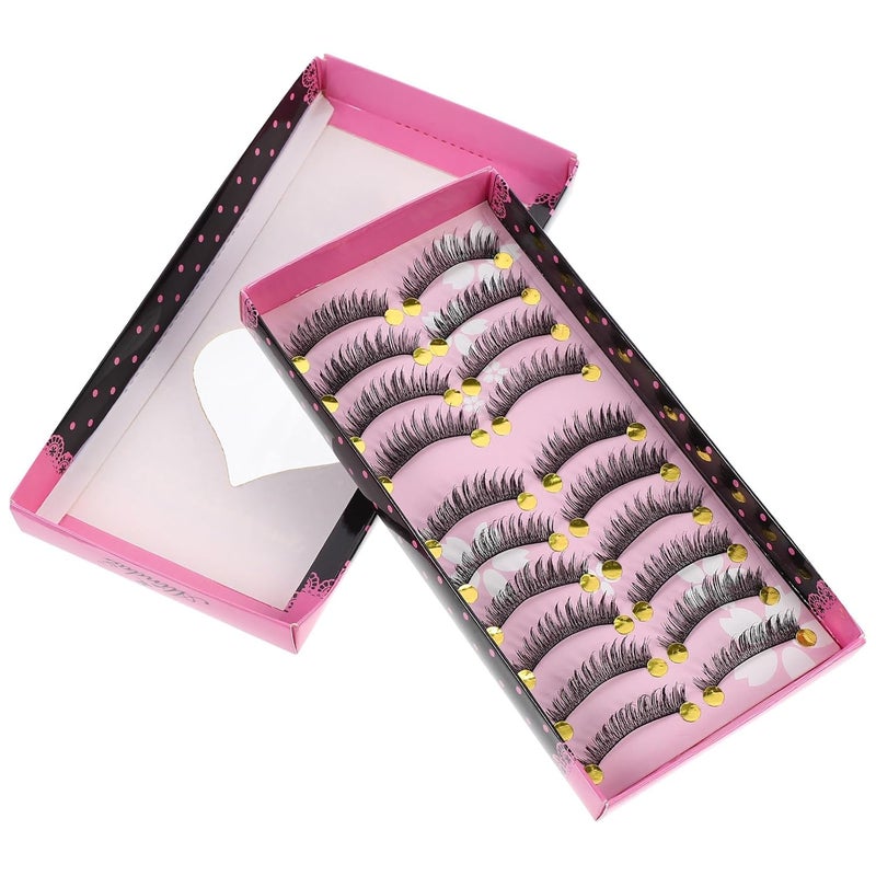 10 Pairs Natural Dense False Eyelashes Artificial Fiber Extended Lashes for Ladies Women, Lightweight Faux Lashes Suitable for Daily Wear and Special Occasions - Image 1