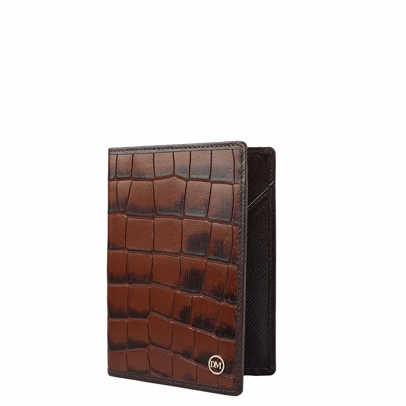 Da Milano Croco Leather Passport Case - Date