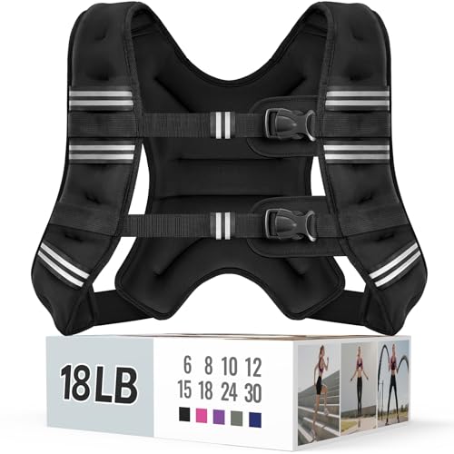 Zeerun Weighted Vest for Women Men with Reflective Stripe and Adjustable Buckle Comfortable Durable Rucking Vest for Walking Running Strength Training 18LBSBlack - Image 1