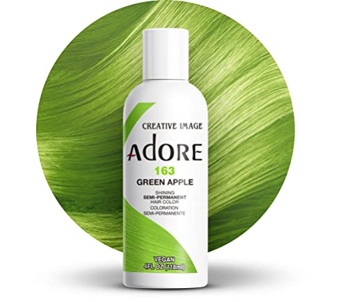 Adore Semi Permanent Hair Color Vegan and CrueltyFree Green Hair Dye 4 Fl Oz 163 Green Apple Pack of 1